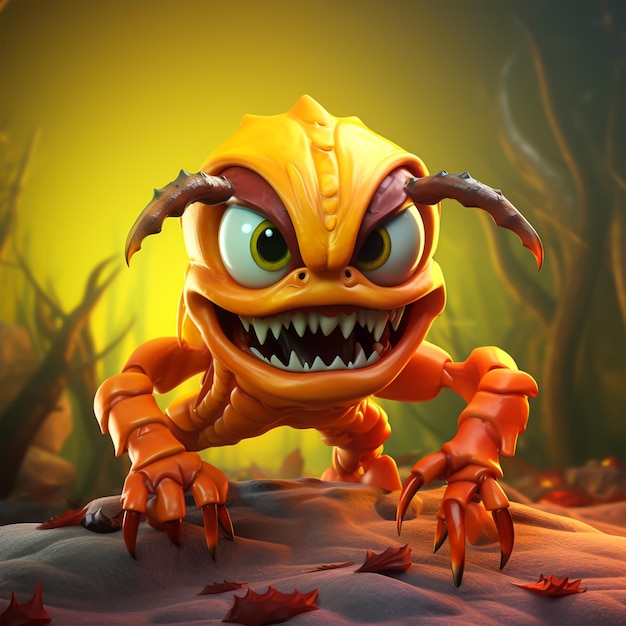 3d cute cartoon scorpion monster realistic 3d monster