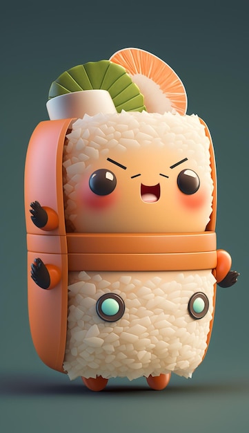 3D милый мультипликационный персонаж суши