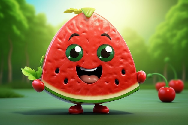 3D Cute Cartoon Watermelon Character