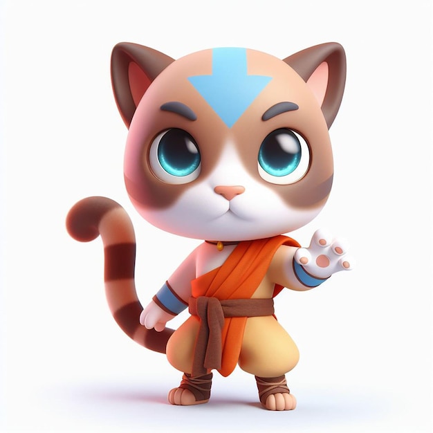 Photo 3d cute cat as avatar the last airbender