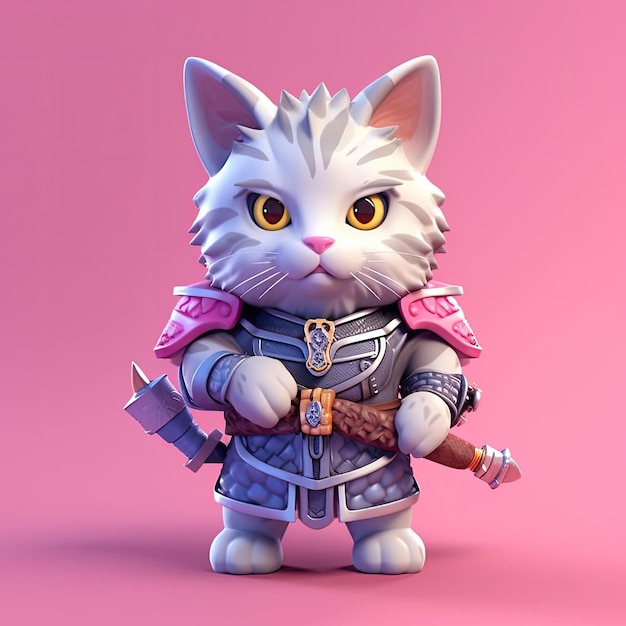 3d cute cat as ninja ai generative