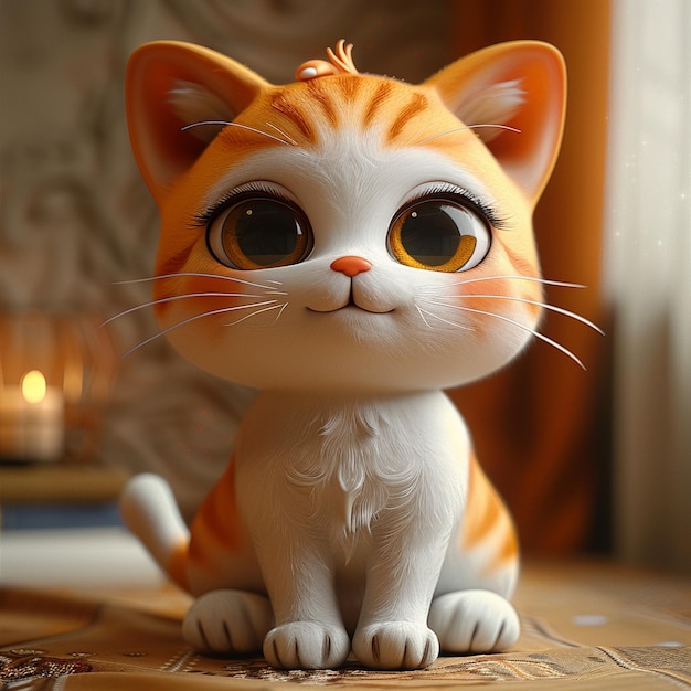 Photo 3d cute cat cartoon character