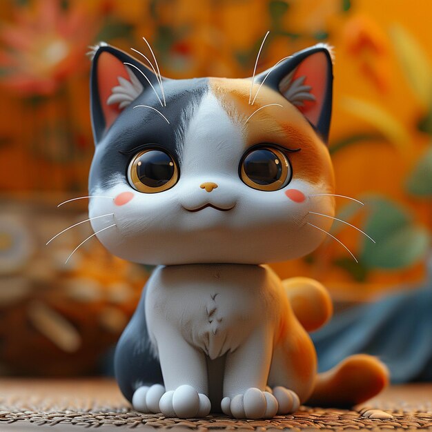 Photo 3d cute cat cartoon character