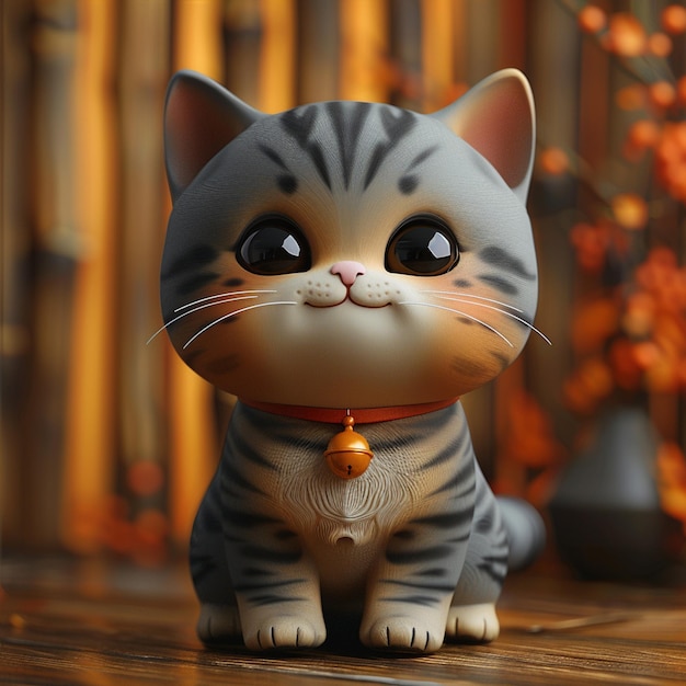 Photo 3d cute cat cartoon character