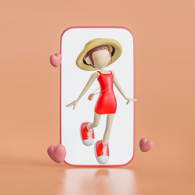 3D cute Character about dating app