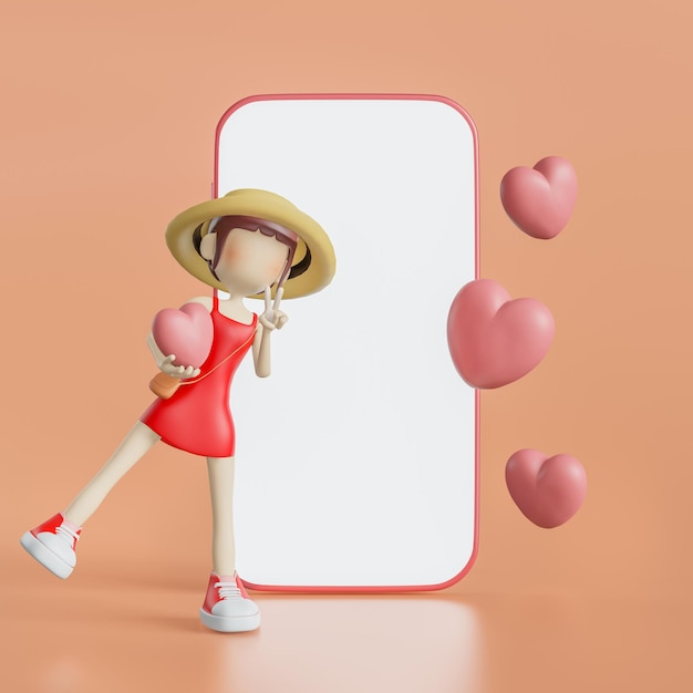 3D cute Character about dating app