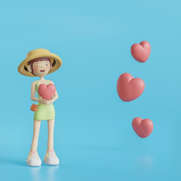 3D cute Character about dating app