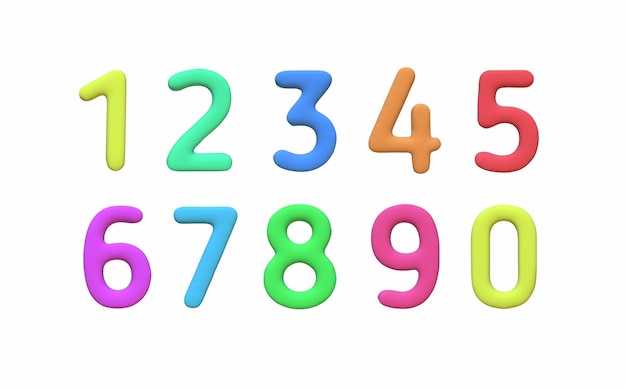 Foto set di collezioni di numeri per bambini colorati 3d