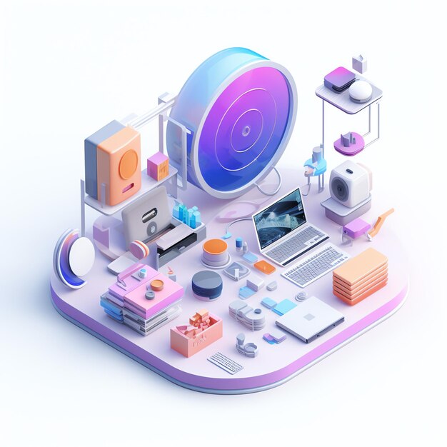 3D Cute Colorful Model of Radar