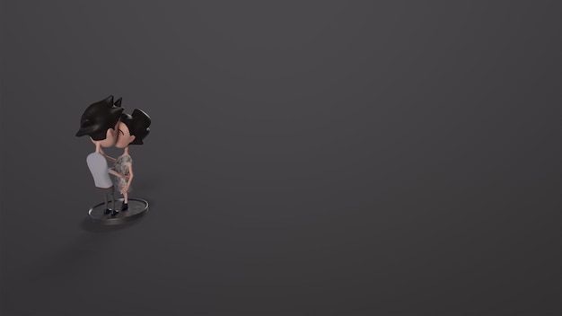 3D 귀여운 커플 배경 이미지 템플릿