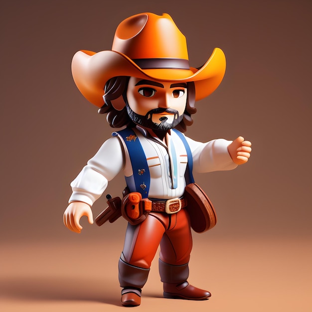 Photo 3d cute cowboy chibi figure