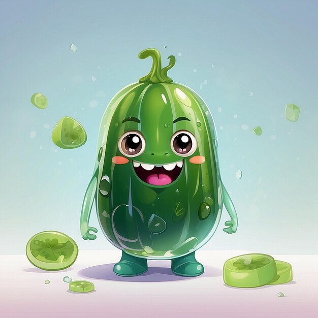 Photo 3d cute cucumber character