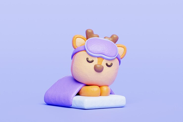 Photo 3d cute deer sleeping cartoon animal character 3d rendering