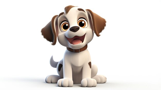 3d cute dog cartoon character illustration isolated on white background