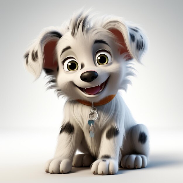 3d cute dog pixar style White background