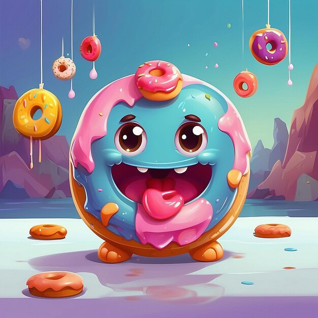 3D симпатичный персонаж пончик