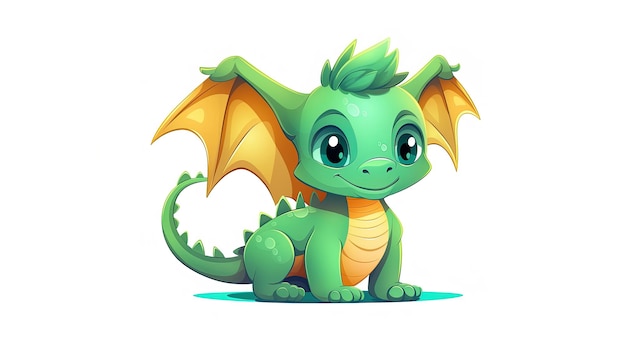 3D cute dragon illustration cartoon generated by AI