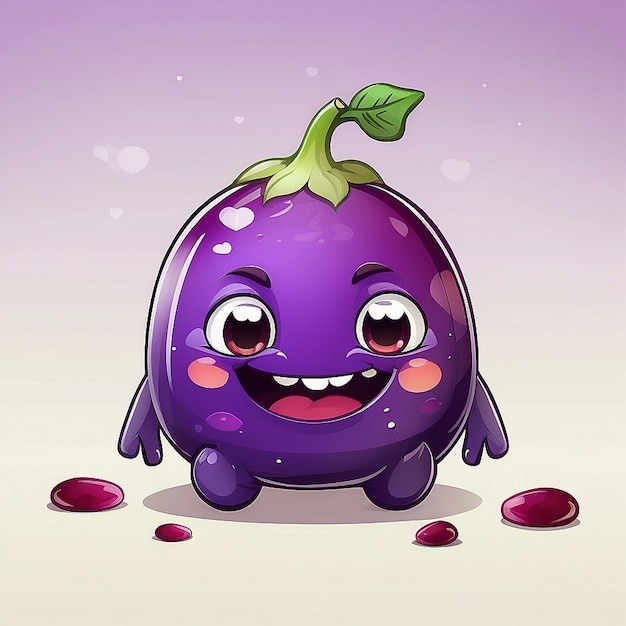 Photo 3d cute eggplant character