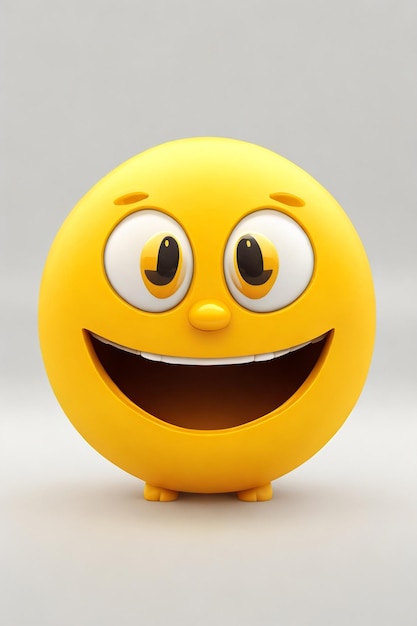 3D cute emoji happy yellow and white background