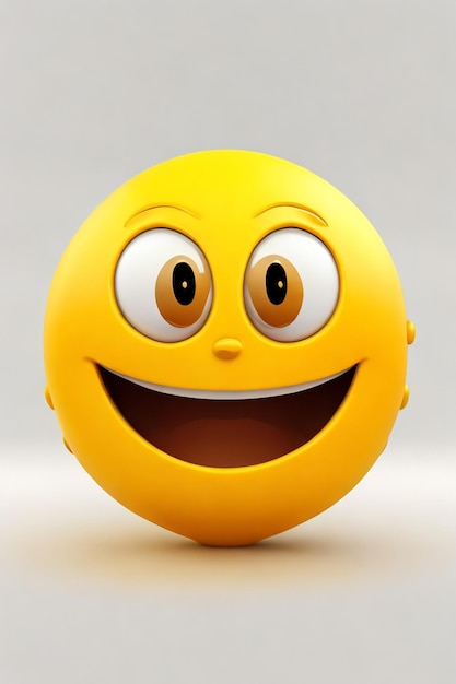 3D cute emoji happy yellow and white background