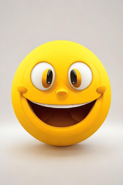 3d cute emoji happy yellow and white background
