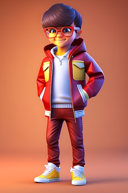 3d cute fashion boy with a jacket and Pant