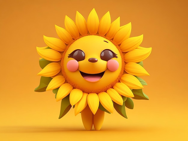 3D Cute flower cartoon character generated by AI