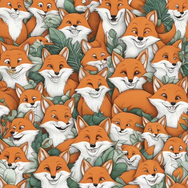 A 3d cute fox cartoon clean blured jungle backgrond