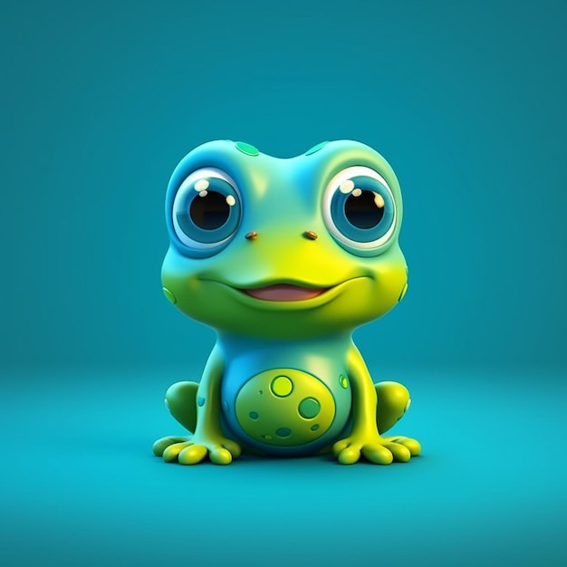 3d cute frog cartoon character