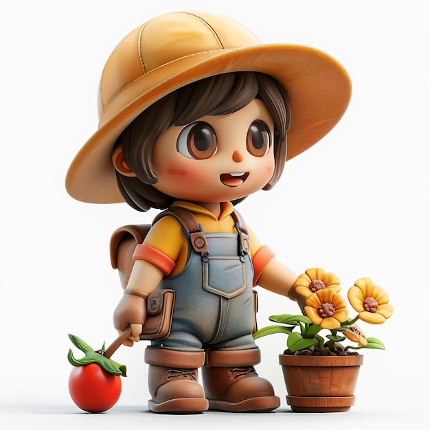 3D cute gardener character