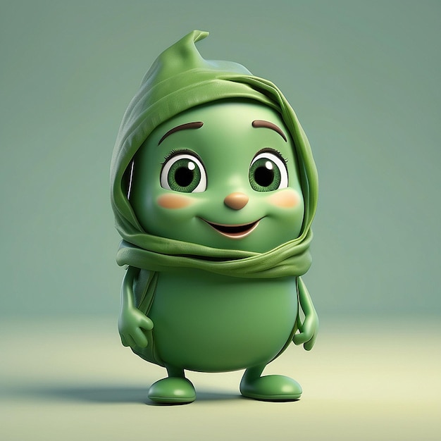 3d Cute green bean character