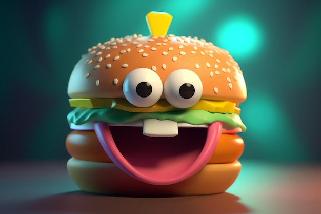 3d cute hamburger character Generate Ai