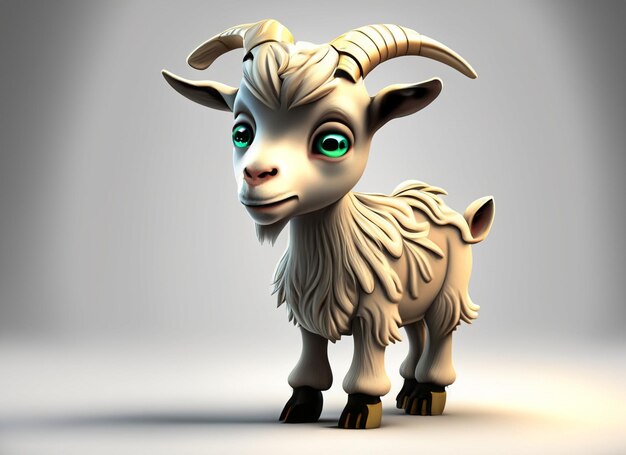 Photo 3d cute horned goat