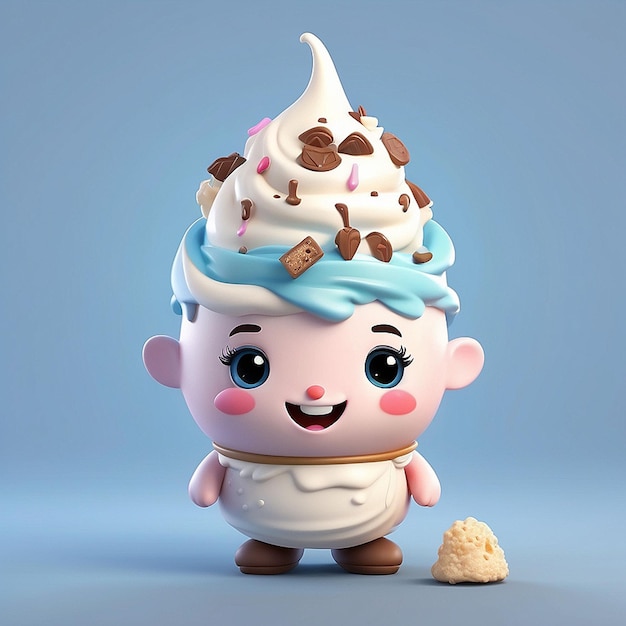 3d cute ice cream character design