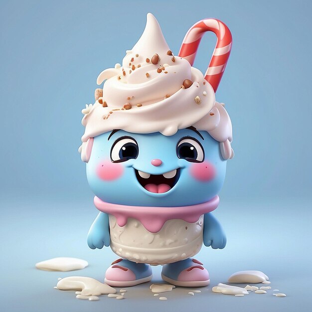 3d cute ice cream character design