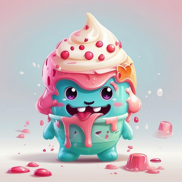 3d cute ice cream character