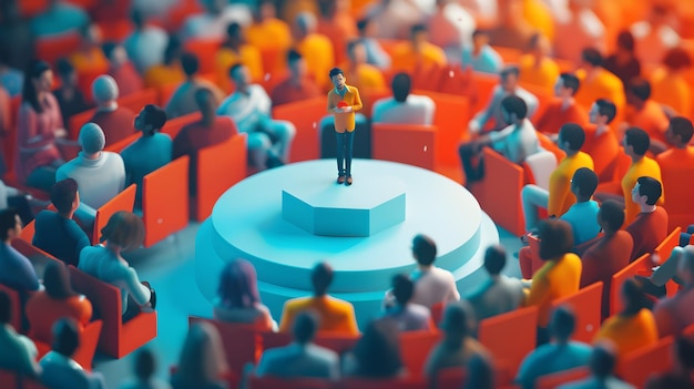 Foto 3d cute icon speaker ispira con leadership innovativa al tedx talk offrendo nuove idee per lea