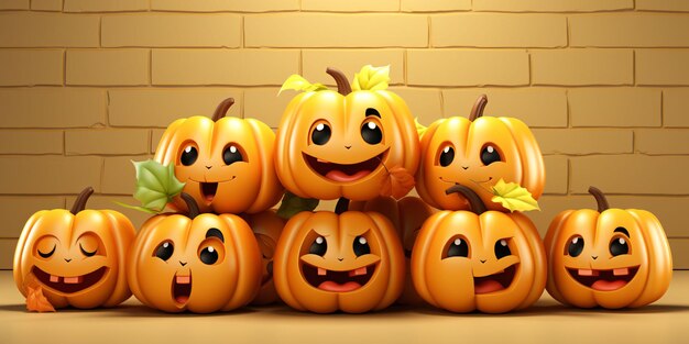 3d and cute jack o lanterns with cartoon style halloween pumpkins generative ai