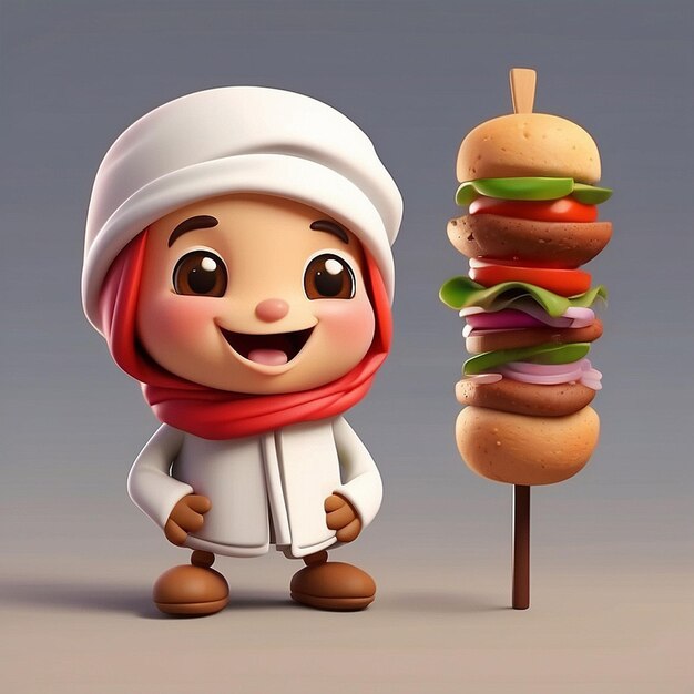 3d cute kebab character design