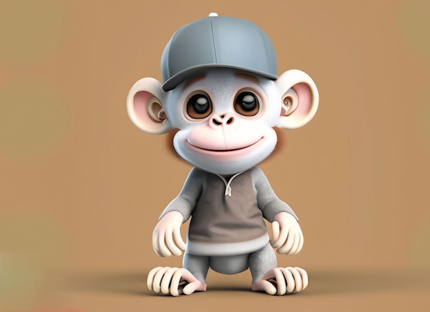 3d cute little monkey