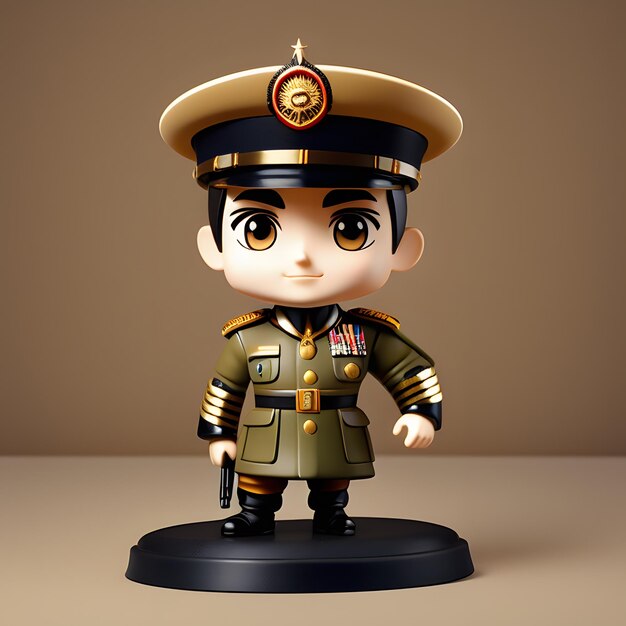 Photo 3d cute military chibi figure