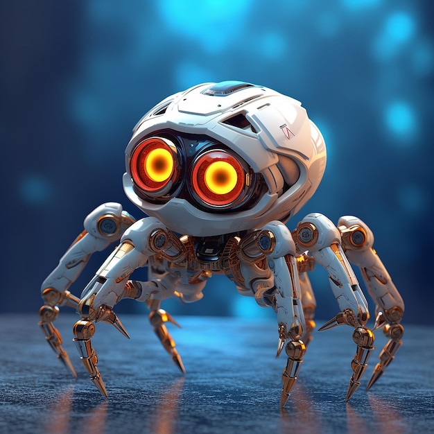 3D милая модель робот-паук Футуристический интеллект анимация Генеративный ИИ