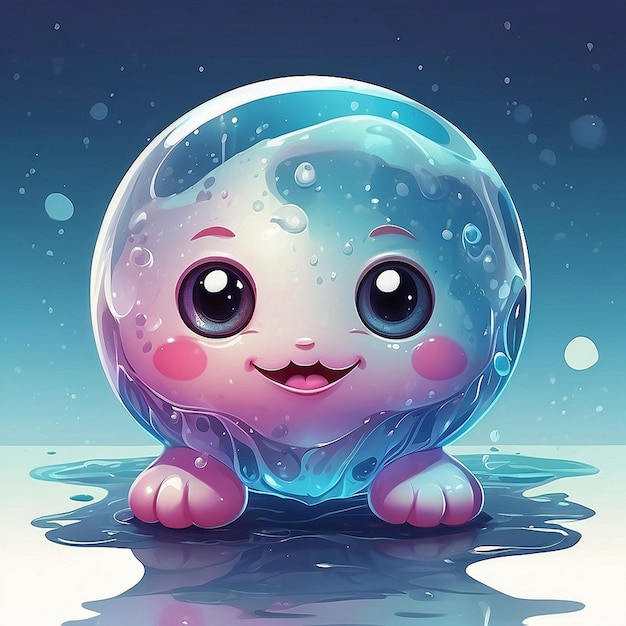 3d cute moon character