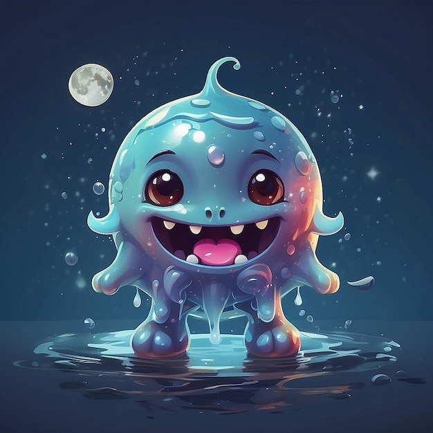 Photo 3d cute moon character