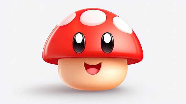 3D cute mushroom emoji cartoon illustration generated by AI