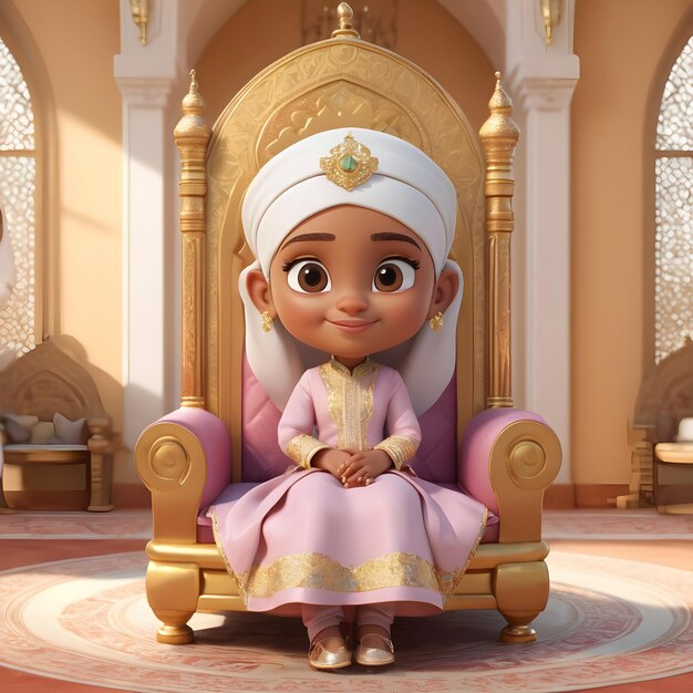 3D cute Muslim Sultana