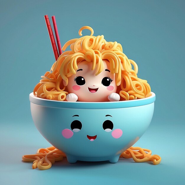 Foto personaggio di noodle carino in 3d