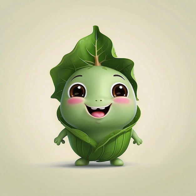 3d cute papaya leaf character