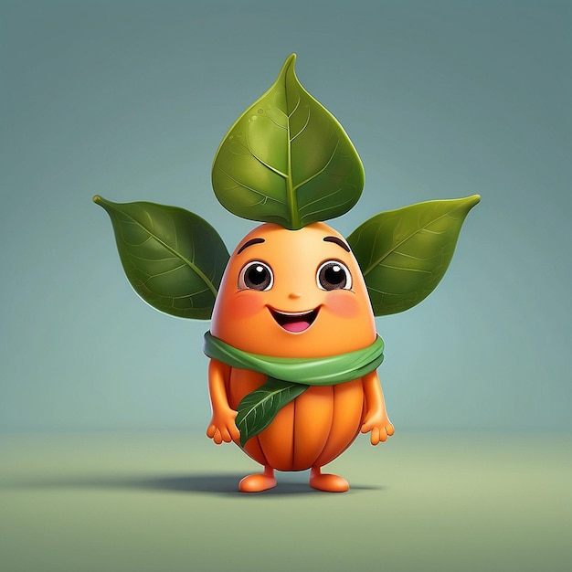 3d cute papaya leaf character