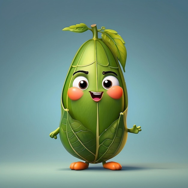 3d cute papaya leaf character